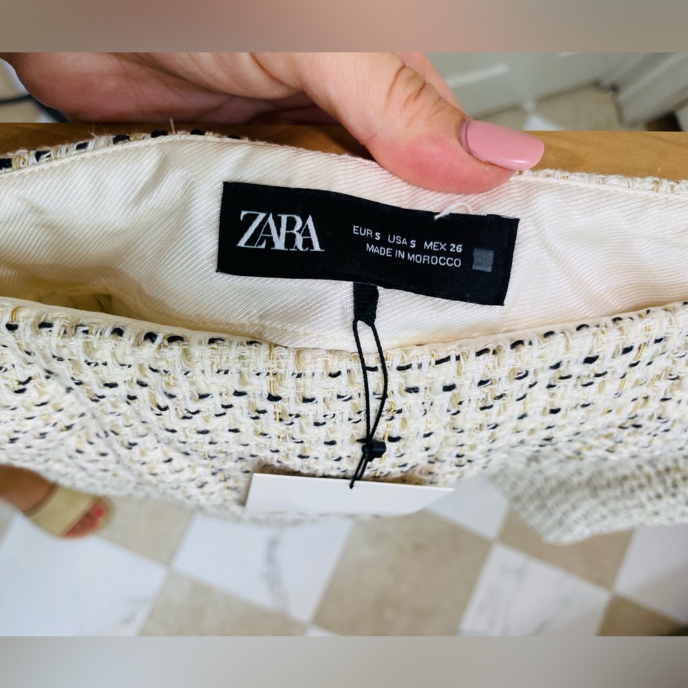 NWT Zara Beige Quilted Tweed Mini Skirt Size Small - Picture 8 of 11